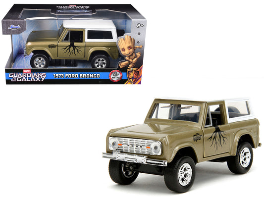 1973 Ford Bronco Gold Metallic White Top 1/32 Diecast Model Car - Jada