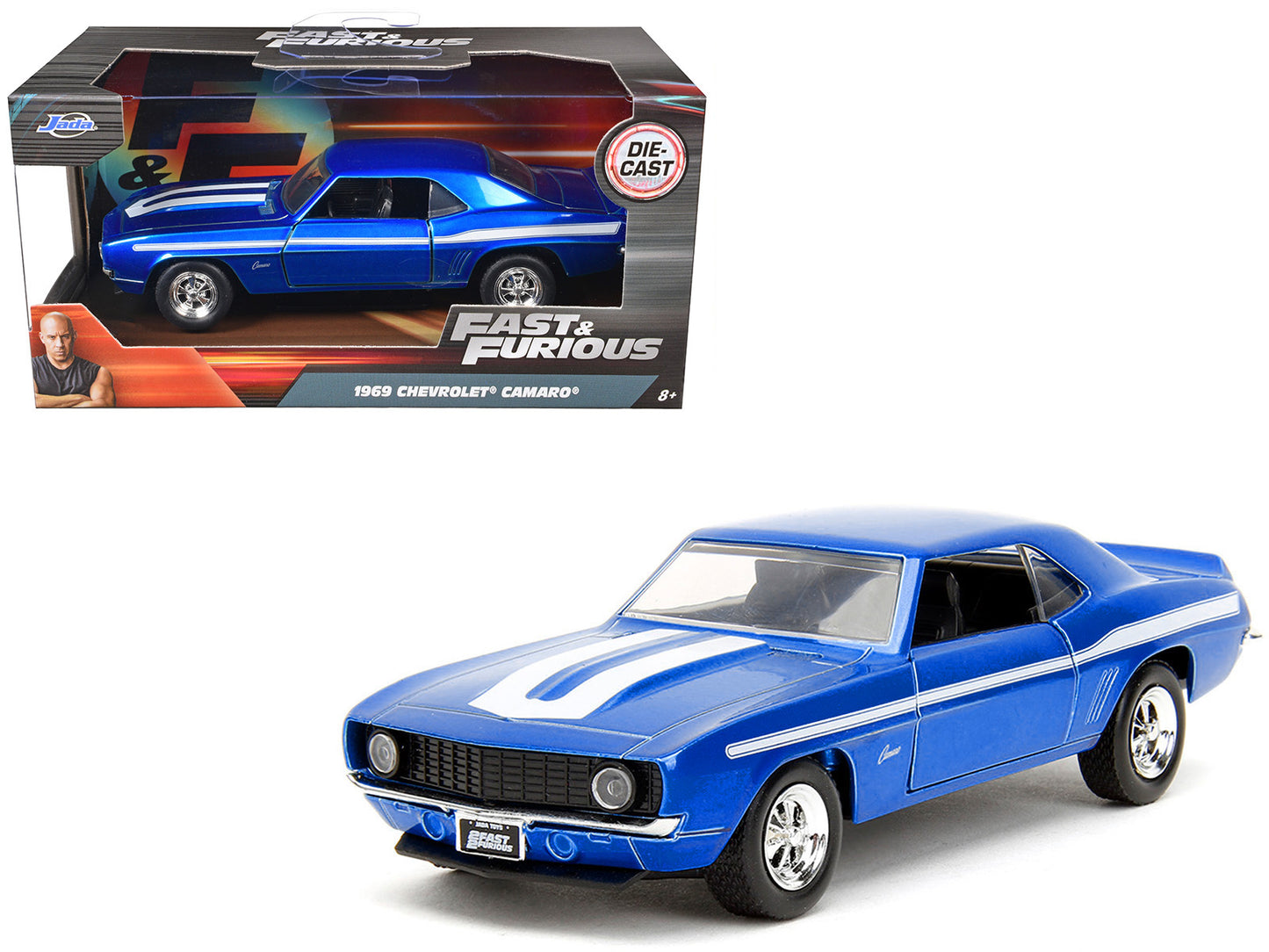 1969 Chevrolet Camaro Blue Metallic with White Stripes "2 Fast 2 Furious" (2003) Movie "Fast & Series 1/32 Diecast Model Car by Jada <h2>1969 Jada</h2> <p>High-quality perfect for collectors and enthu