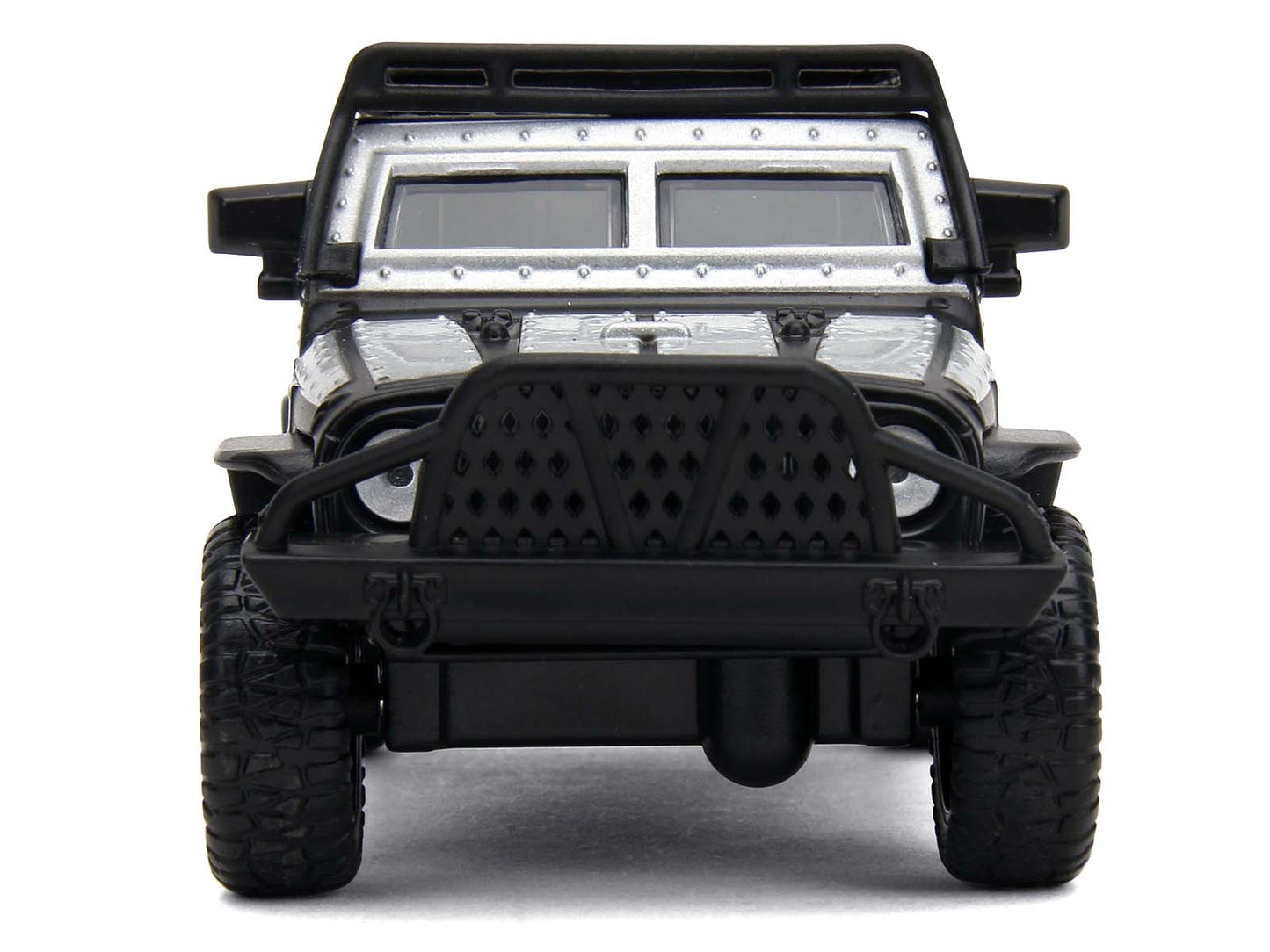 Tej's Jeep Wrangler Custom Silver Metallic with Black Top and Roof Rack "Furious 7" (2015) Movie "25 Years of Fast & Furious" Series 1/32 T&y Diecast Model Car by Jada