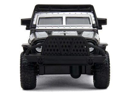 Tej's Jeep Wrangler Custom Silver Metallic with Black Top and Roof Rack "Furious 7" (2015) Movie "25 Years of Fast & Furious" Series 1/32 T&y Diecast Model Car by Jada