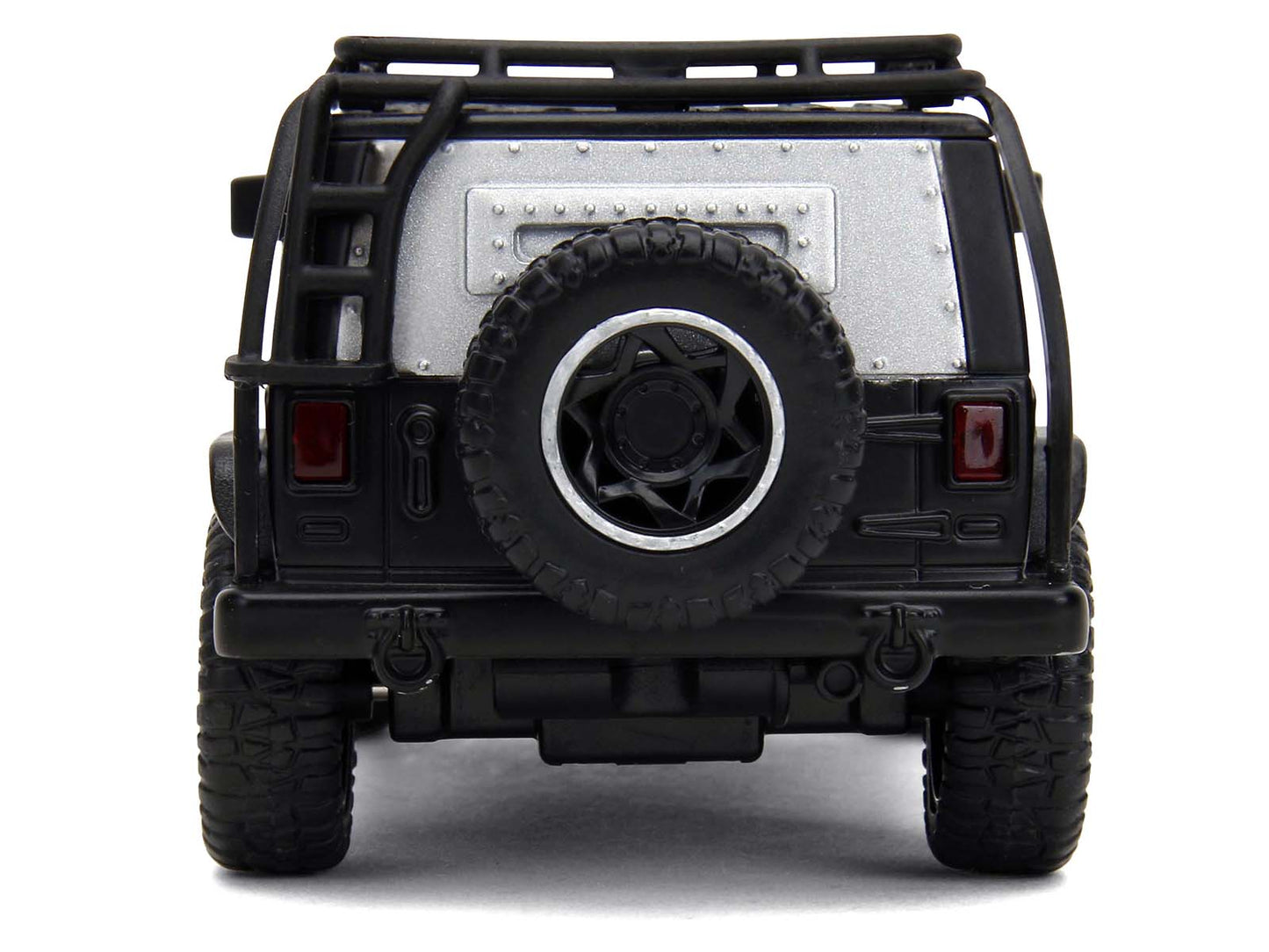 Tej's Jeep Wrangler Custom Silver Metallic with Black Top and Roof Rack "Furious 7" (2015) Movie "25 Years of Fast & Furious" Series 1/32 T&y Diecast Model Car by Jada