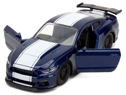 2016 Ford Mustang GT Dark Blue Metallic White 1/32 Diecast Model Car - Jada