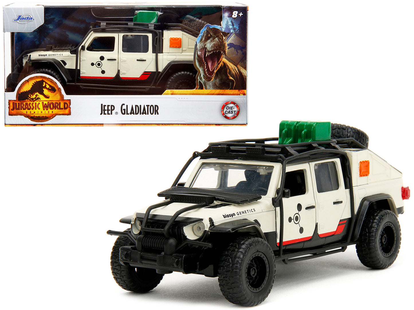 Jeep Gladiator Pickup Truck with Equipment Shell Beige Graphics "Biosyn Genetics" "Jurassic World Dominion" (2022) Movie "Hollywood Rides" Series 1/32 Diecast Model Car by Jada <h2>Jeep Jada</h2> <p>H