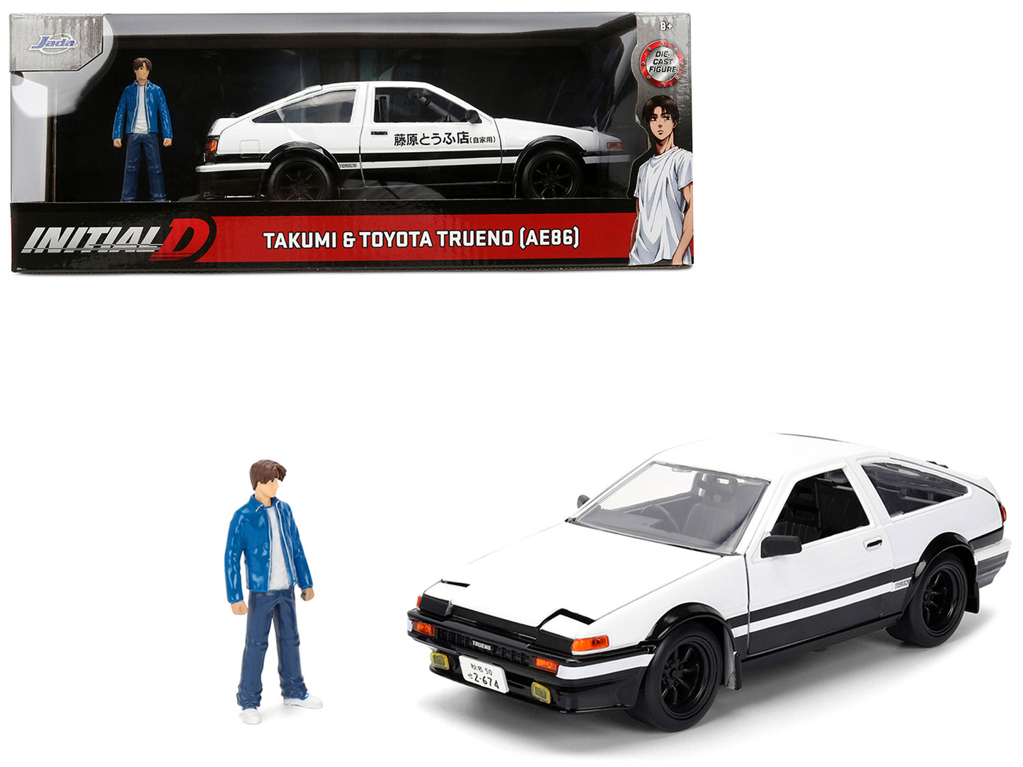 Toyota Trueno (AE86) RHD (Right Hand Drive) White and Black with Graphics Takumi Diecast Figure "Initial D" (1998-2021) TV Series "Anime Hollywood Rides" 1/24 Model by Jada <h2>Toyota Jada</h2> <p>Hig