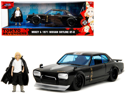 1971 Nissan Skyline GT-R RHD (Right Hand Drive) Black with Silver Stripe and Mikey Diecast Figure "Tokyo Revengers" (2021) TV Series "Anime Hollywood Rides" 1/24 Model Car by Jada <h2>1971 Jada</h2> <