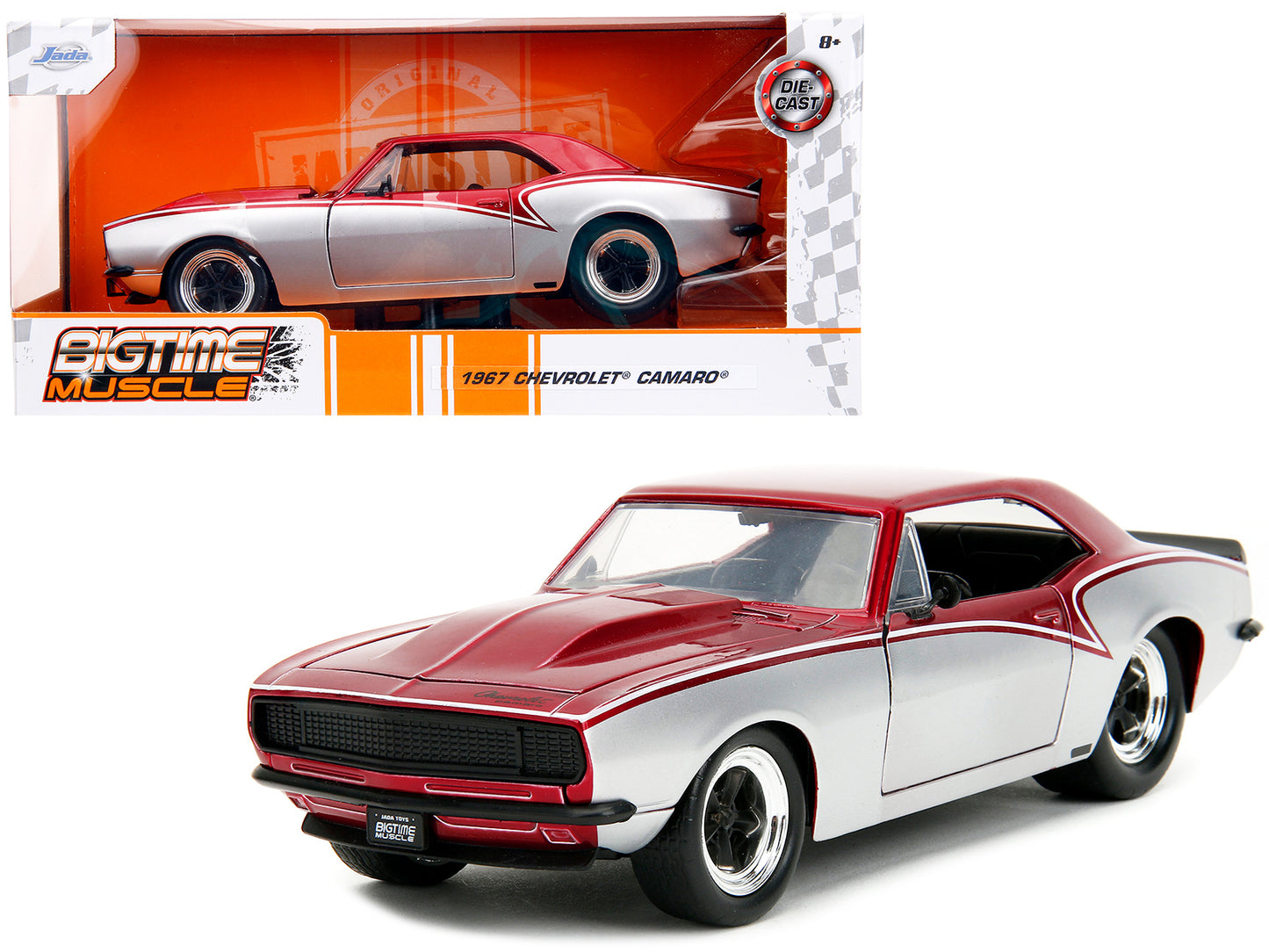 1967 Chevrolet Camaro Candy Red and Silver Metallic "Bigtime Muscle" Series 1/24 Diecast Model Car by Jada <h2>1967 Jada</h2> <p>High-quality perfect for collectors enthusiasts. Features detailed inte