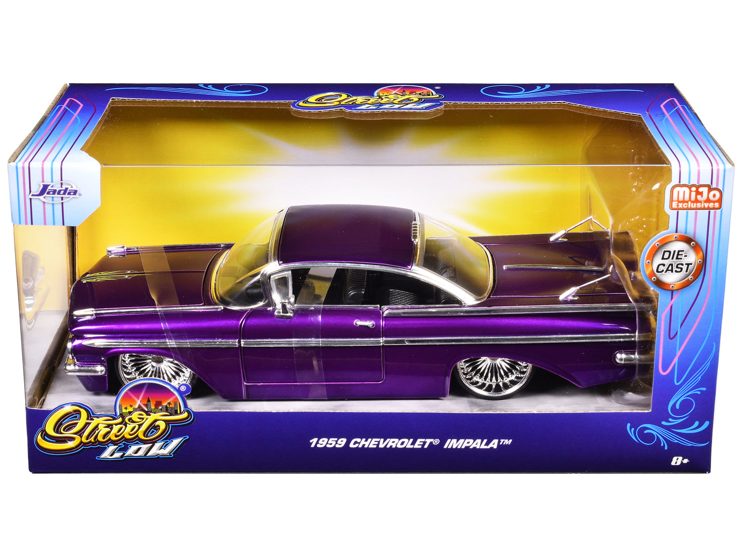 1959 Chevrolet Impala Lowrider Candy Purple with DUB Wire Wheels "Street Low" Series 1/24 Diecast Model Car by Jada <h2>1959 Jada</h2> <p>High-quality perfect for collectors and enthusiasts. Features
