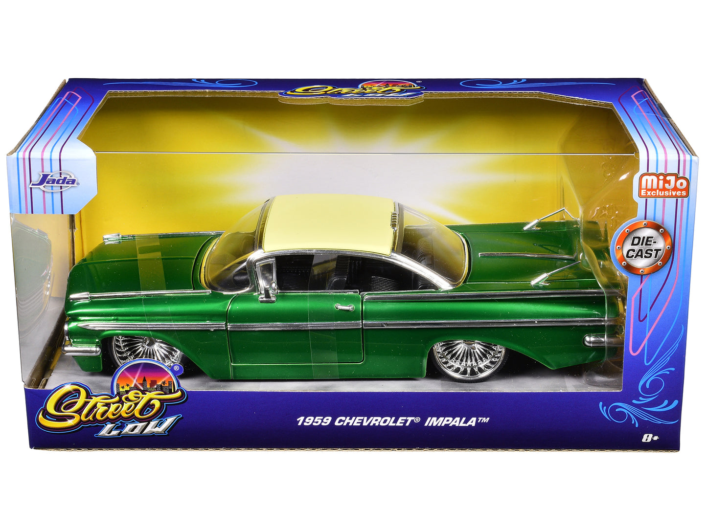 1959 Chevrolet Impala Lowrider Green Metallic with Cream Top and DUB Wire Wheels "Street Low" Series 1/24 Diecast Model Car by Jada <h2>1959 Jada</h2> <p>High-quality perfect for collectors enthusiast
