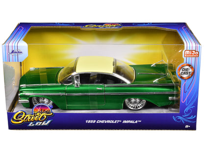 1959 Chevrolet Impala Lowrider Green Metallic with Cream Top and DUB Wire Wheels "Street Low" Series 1/24 Diecast Model Car by Jada <h2>1959 Jada</h2> <p>High-quality perfect for collectors enthusiast