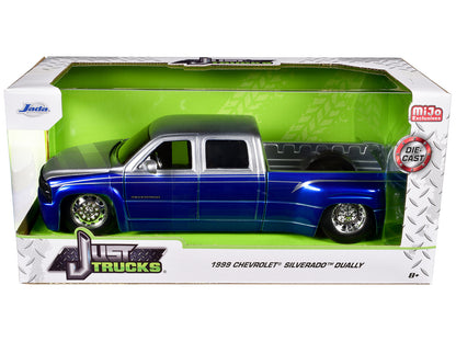 1999 Chevrolet Silverado Dually Pickup Truck Blue Metallic and Silver with Stock Wheels "Just Trucks" Series 1/24 Diecast Model Car by Jada <h2>1999 Jada</h2> <p>High-quality perfect for collectors en