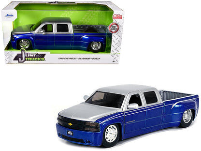 1999 Chevrolet Silverado Dually Pickup Truck Blue Metallic and Silver with Stock Wheels "Just Trucks" Series 1/24 Diecast Model Car by Jada <h2>1999 Jada</h2> <p>High-quality perfect for collectors en