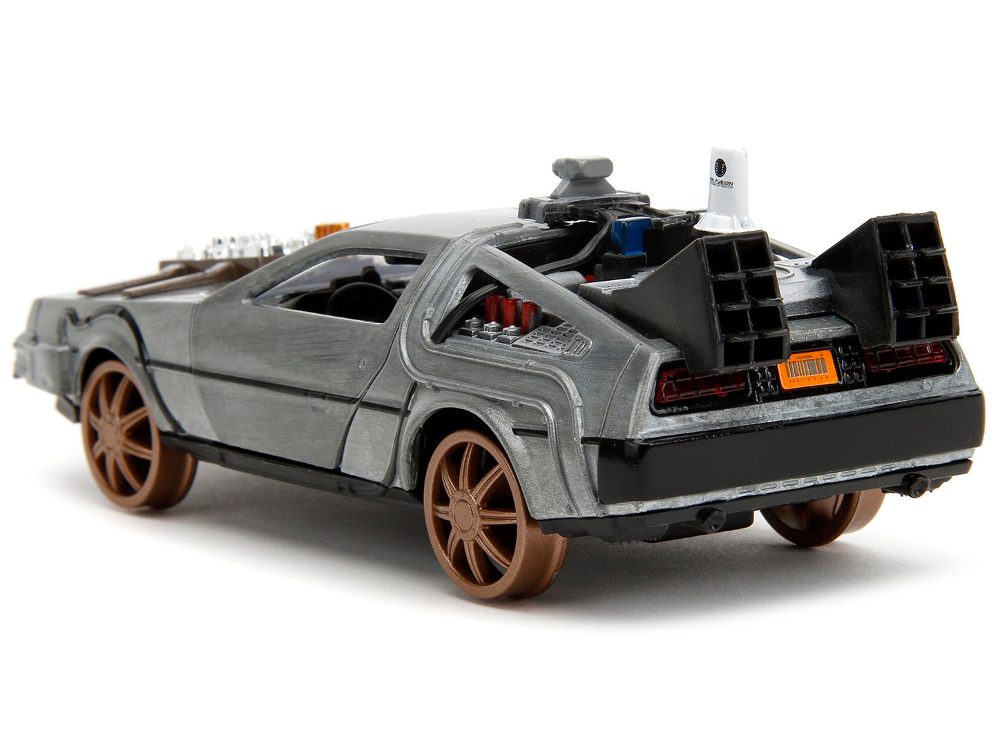 DeLorean DMC (Time Machine) Brushed Metal Train Wheel Version "Back to the Future Part III" (1990) Movie "Hollywood Rides" Series 1/32 Diecast Model Car by Jada <h2>DeLorean Jada</h2> <p>High-quality
