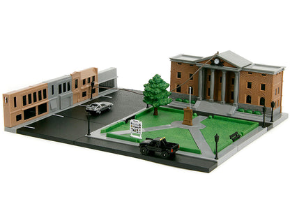 Hill Valley Courthouse Diorama with Black Pickup Truck and Delorean "Back to the Future" (1985) Movie "Nano Scene" Series Model by Jada <h2>Hill Jada</h2> <p>High-quality diecast car perfect for colle