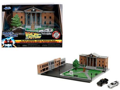 Hill Valley Courthouse Diorama with Black Pickup Truck and Delorean "Back to the Future" (1985) Movie "Nano Scene" Series Model by Jada <h2>Hill Jada</h2> <p>High-quality diecast car perfect for colle
