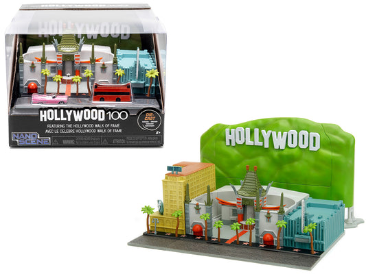 "Hollywood 100" Walk of Fame Diorama with Pink Convertible and Double-Decker Bus "Nano Scene" Series model by Jada <h2>"Hollywood Jada</h2> <p>High-quality diecast car perfect for collectors enthusias