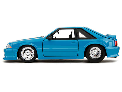 1989 Ford Mustang GT Blue with Black Hood Stripes "Fast & Furious" Series 1/24 Diecast Model Car by Jada <h2>1989 Jada</h2> <p>High-quality perfect for collectors and enthusiasts. Features detailed in