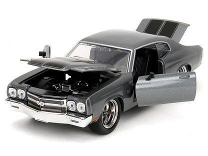 1970 Chevrolet Chevelle SS Gray Metallic with Black Stripes "Fast & Furious" (2009) Movie "Fast & Furious 25th Anniversary" Series 1/24 T&y Diecast Model Car by Jada