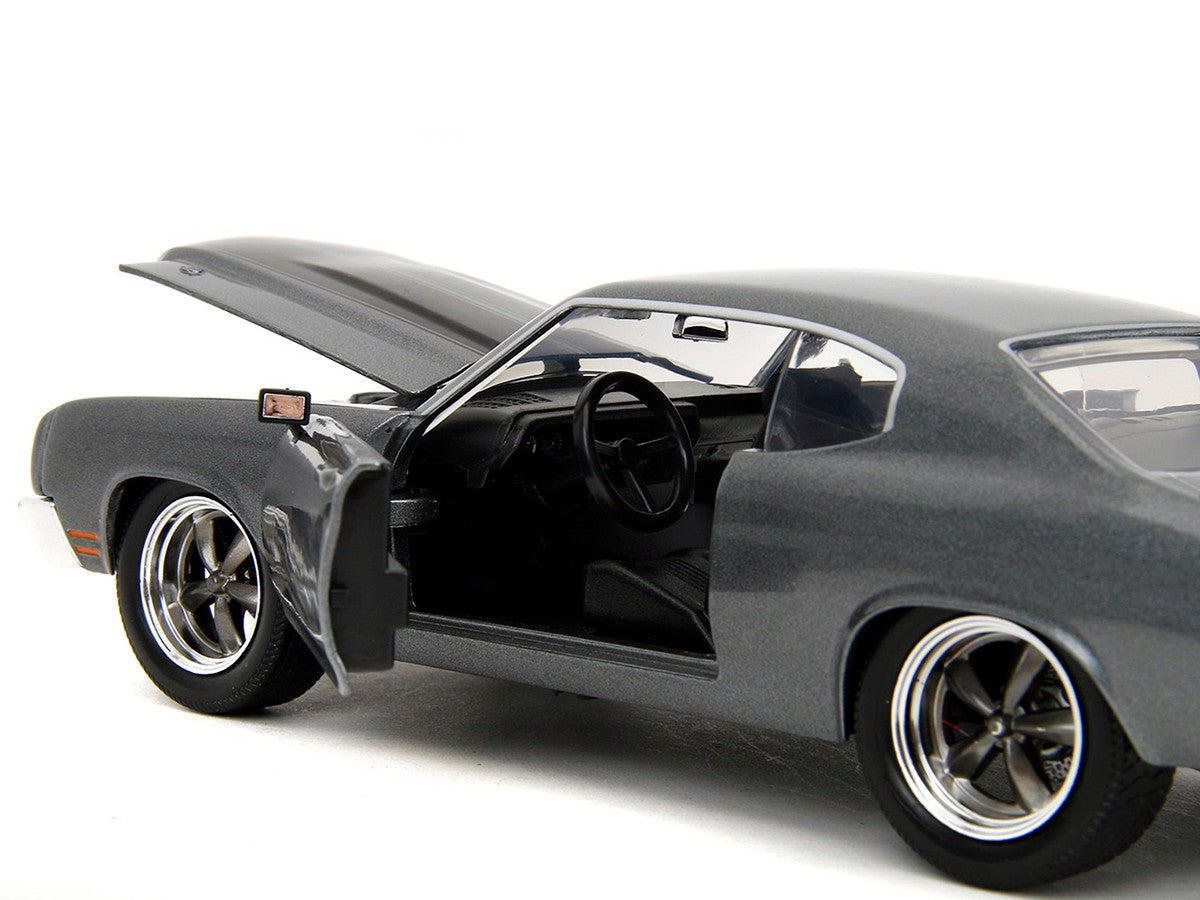 1970 Chevrolet Chevelle SS Gray Metallic with Black Stripes "Fast & Furious" (2009) Movie "Fast & Furious 25th Anniversary" Series 1/24 T&y Diecast Model Car by Jada