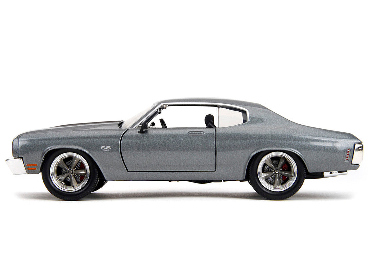 1970 Chevrolet Chevelle SS Gray Metallic with Black Stripes "Fast & Furious" (2009) Movie "Fast & Furious 25th Anniversary" Series 1/24 T&y Diecast Model Car by Jada