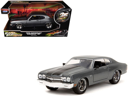 1970 Chevrolet Chevelle SS Gray Metallic with Black Stripes "Fast & Furious" (2009) Movie "Fast & Furious 25th Anniversary" Series 1/24 T&y Diecast Model Car by Jada