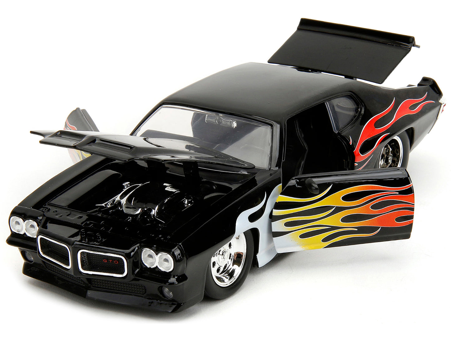 1971 Pontiac GTO Black with Flame Graphics "Bigtime Muscle" Series 1/24 Diecast Model Car by Jada <h2>1971 Jada</h2> <p>High-quality perfect for collectors and enthusiasts. Features detailed interior