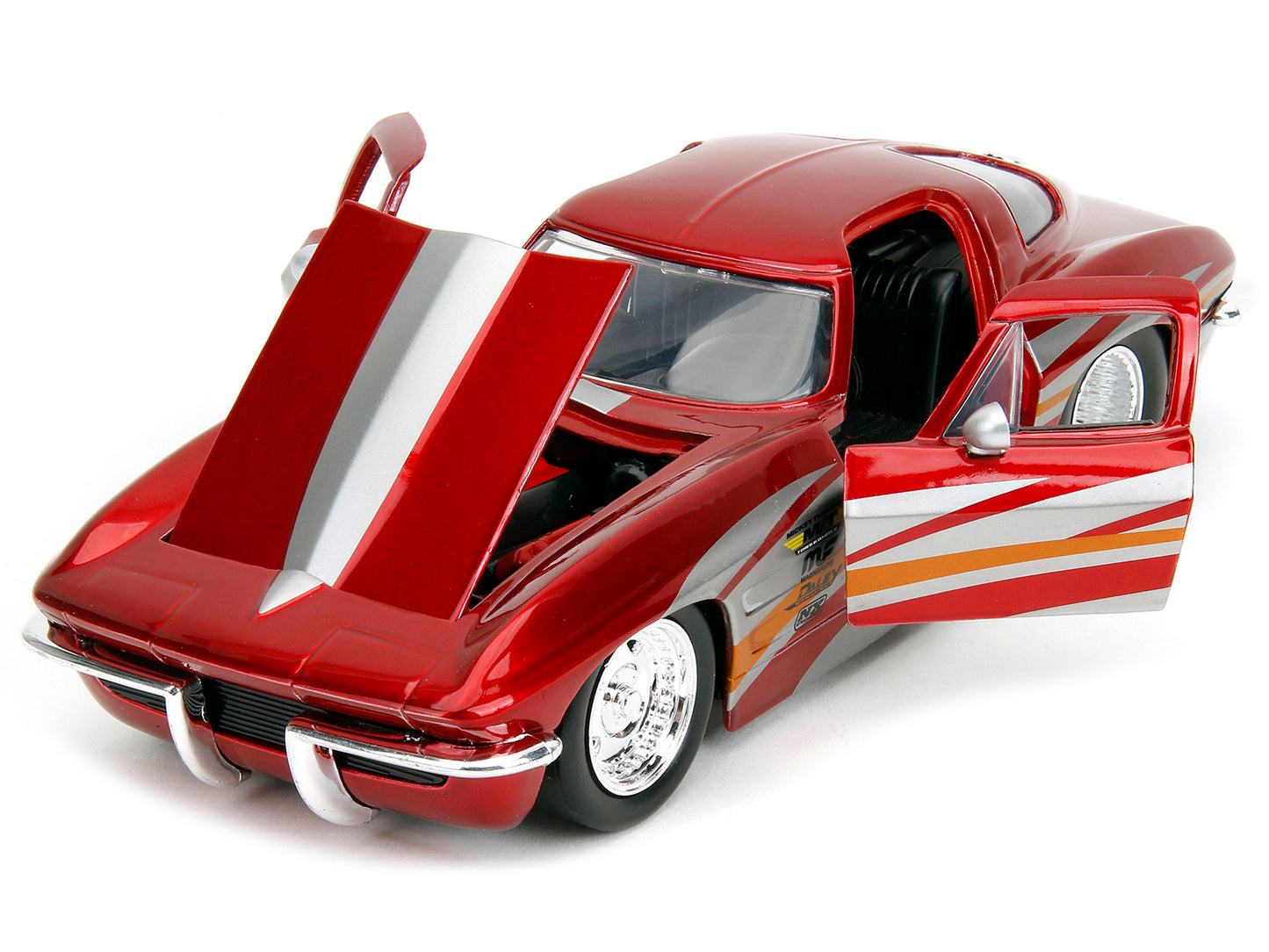1963 Chevrolet Corvette Stingray Red Metallic with Silver Graphics "Bigtime Muscle" Series 1/24 Diecast Model Car by Jada <h2>1963 Jada</h2> <p>High-quality perfect for collectors and enthusiasts. Fea