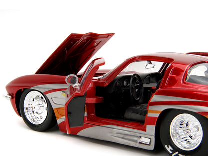 1963 Chevrolet Corvette Stingray Red Metallic with Silver Graphics "Bigtime Muscle" Series 1/24 Diecast Model Car by Jada <h2>1963 Jada</h2> <p>High-quality perfect for collectors and enthusiasts. Fea