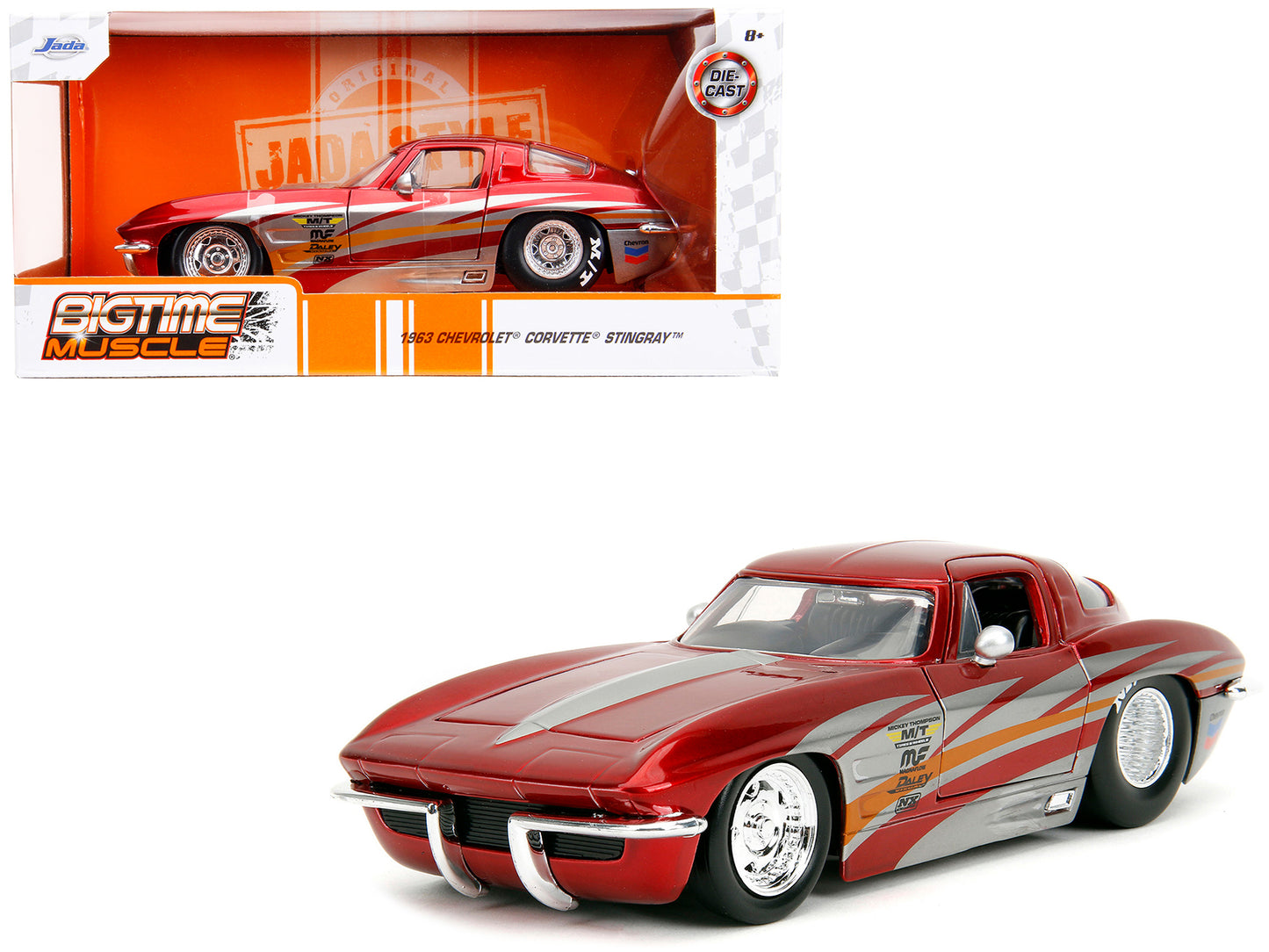 1963 Chevrolet Corvette Stingray Red Metallic with Silver Graphics "Bigtime Muscle" Series 1/24 Diecast Model Car by Jada <h2>1963 Jada</h2> <p>High-quality perfect for collectors and enthusiasts. Fea