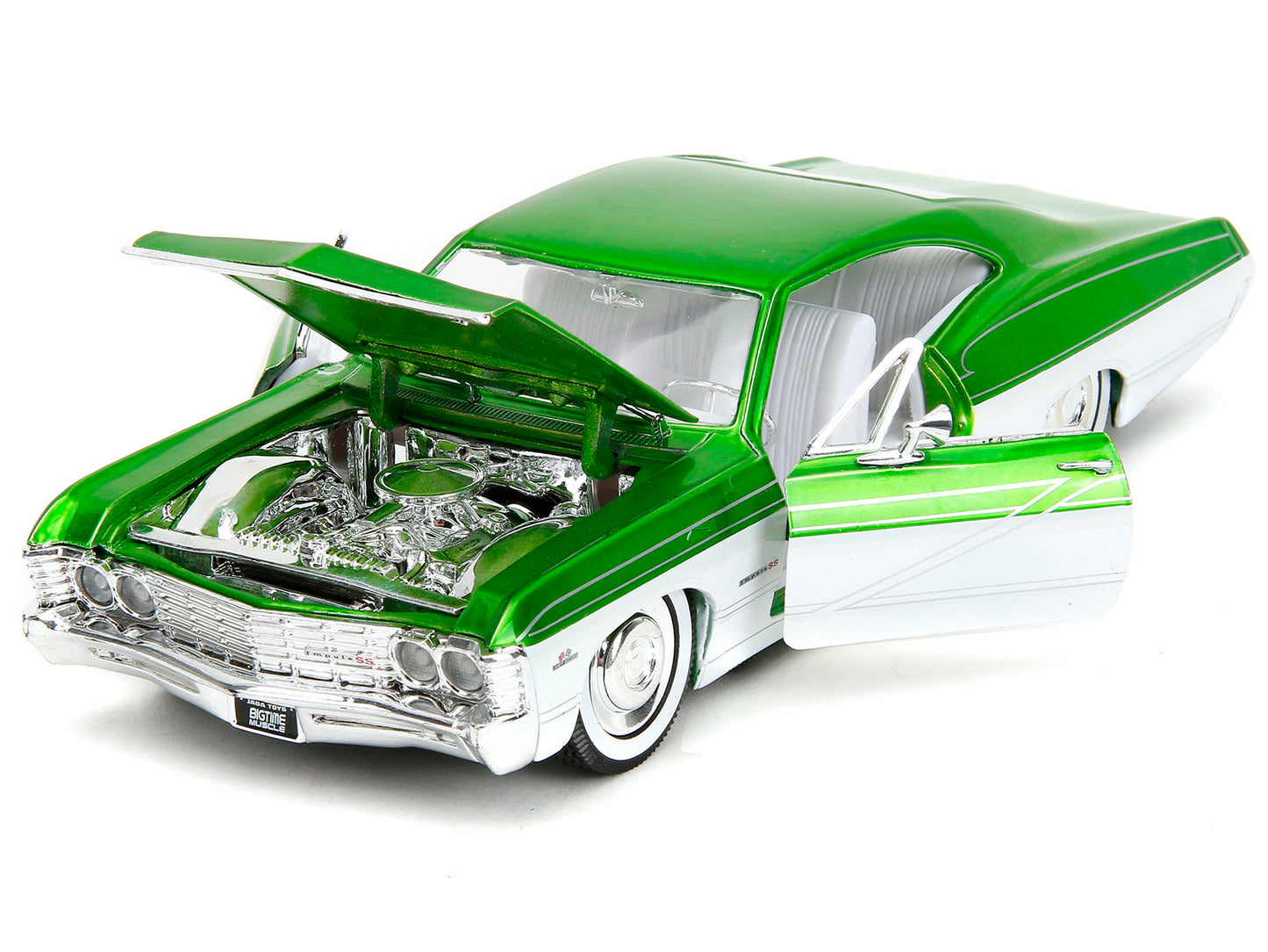 1967 Chevrolet Impala SS Green Metallic and White with Interior "Bigtime Muscle" Series 1/24 Diecast Model Car by Jada <h2>1967 Jada</h2> <p>High-quality perfect for collectors enthusiasts. Features d