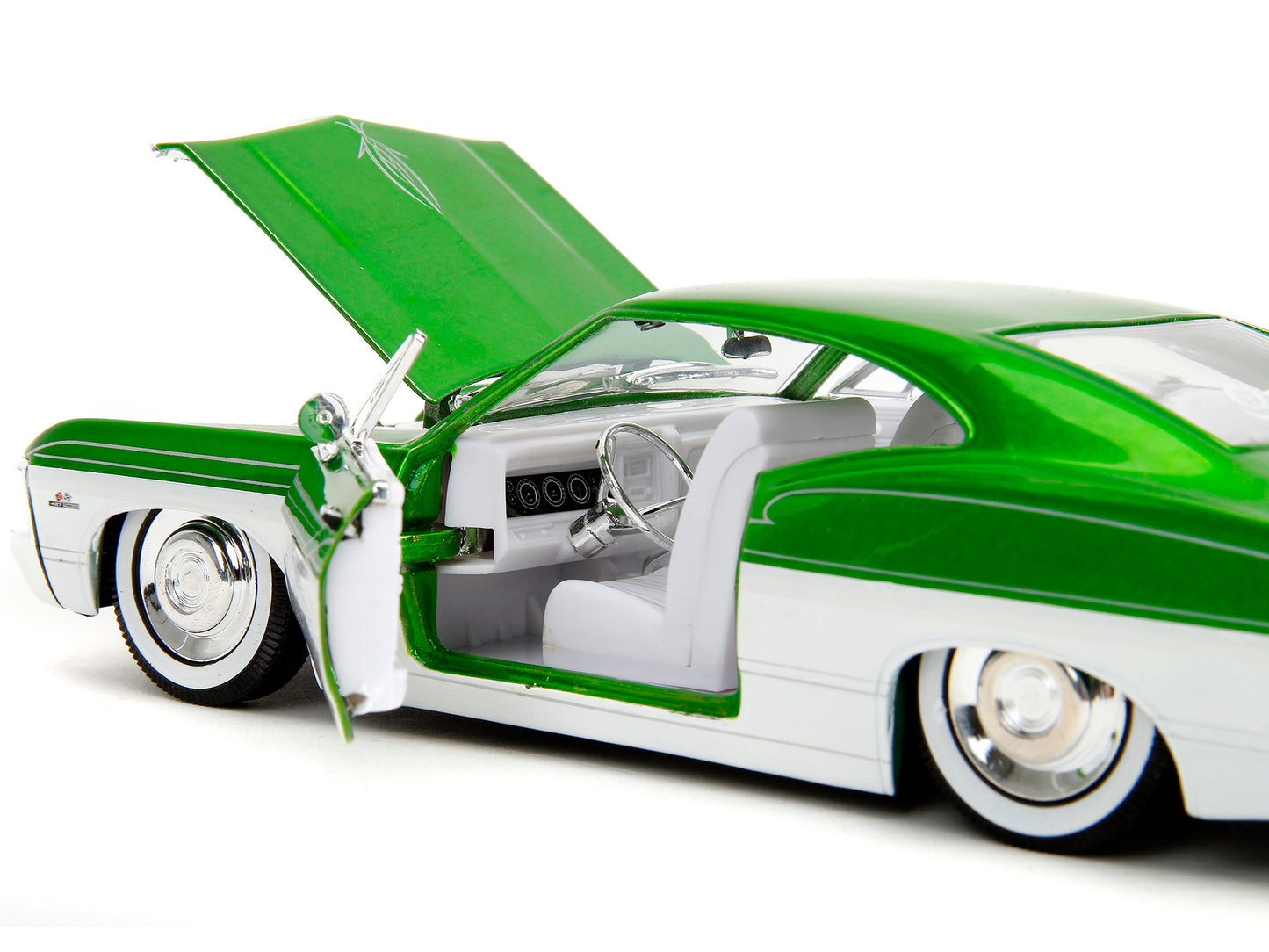 1967 Chevrolet Impala SS Green Metallic and White with Interior "Bigtime Muscle" Series 1/24 Diecast Model Car by Jada <h2>1967 Jada</h2> <p>High-quality perfect for collectors enthusiasts. Features d