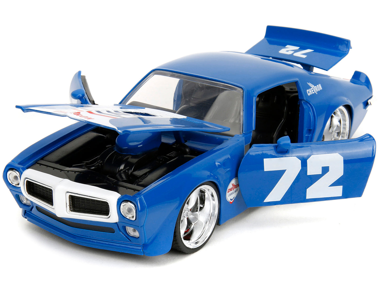 1972 Pontiac Firebird #72 Blue with White Stripe "Chevron" "Bigtime Muscle" Series 1/24 Diecast Model Car by Jada <h2>1972 Jada</h2> <p>High-quality perfect for collectors and enthusiasts. Features de