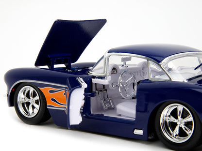 1957 Chevrolet Corvette Dark Blue with Flame Graphics and White Interior "Bigtime Muscle" Series 1/24 Diecast Model Car by Jada <h2>1957 Jada</h2> <p>High-quality perfect for collectors enthusiasts. F