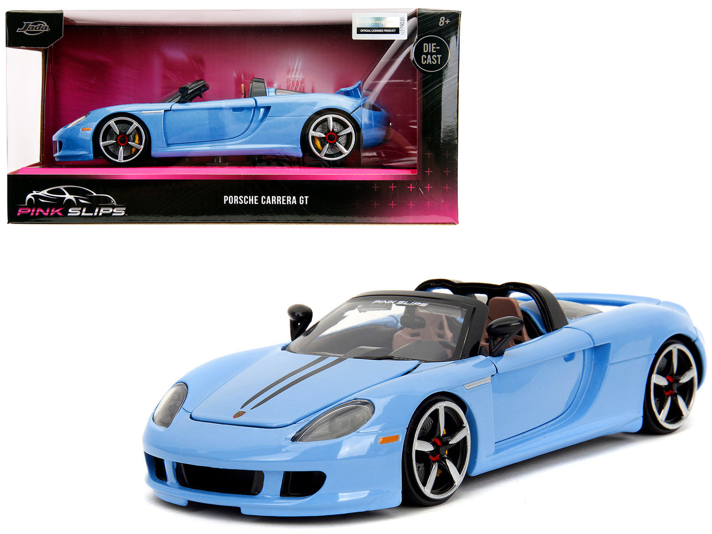 Porsche Carrera GT Convertible Blue with Black Stripes "Pink Slips" Series 1/24 Diecast Model Car by Jada <h2>Porsche Jada</h2> <p>High-quality perfect for collectors and enthusiasts. Features detaile
