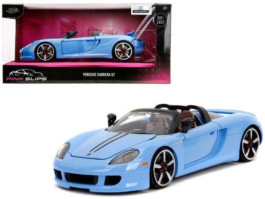 Porsche Carrera GT Convertible Blue with Black Stripes "Pink Slips" Series 1/24 Diecast Model Car by Jada <h2>Porsche Jada</h2> <p>High-quality perfect for collectors and enthusiasts. Features detaile