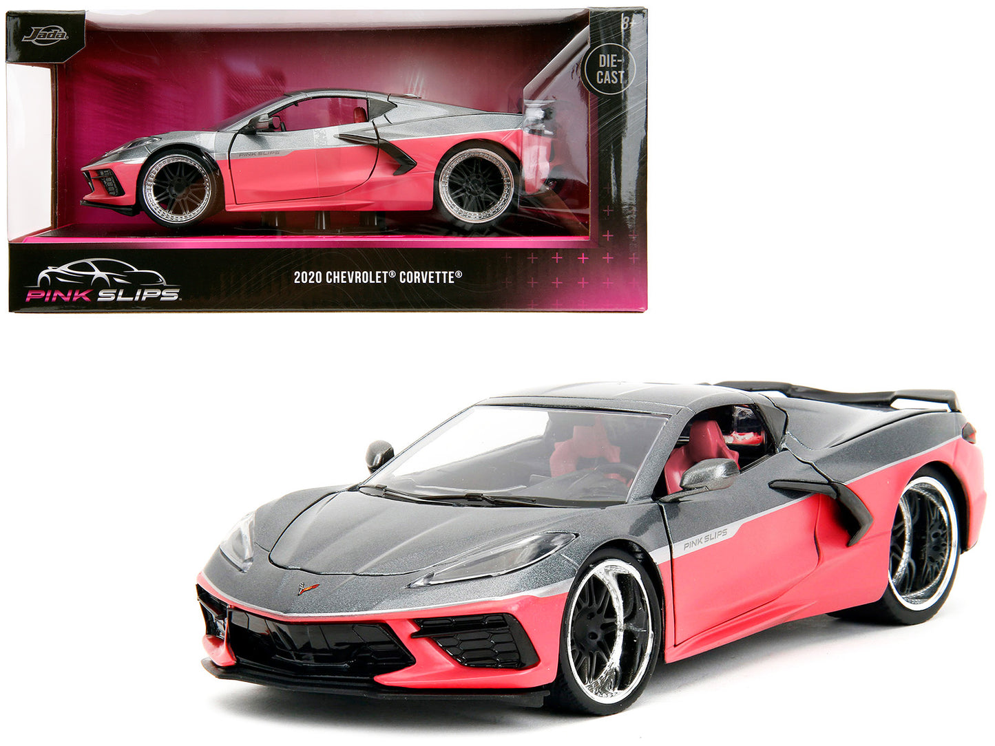 2020 Chevrolet Corvette Gray Metallic and Pink "Pink Slips" Series 1/24 Diecast Model Car by Jada <h2>2020 Jada</h2> <p>High-quality perfect for collectors enthusiasts. Features detailed interior exte