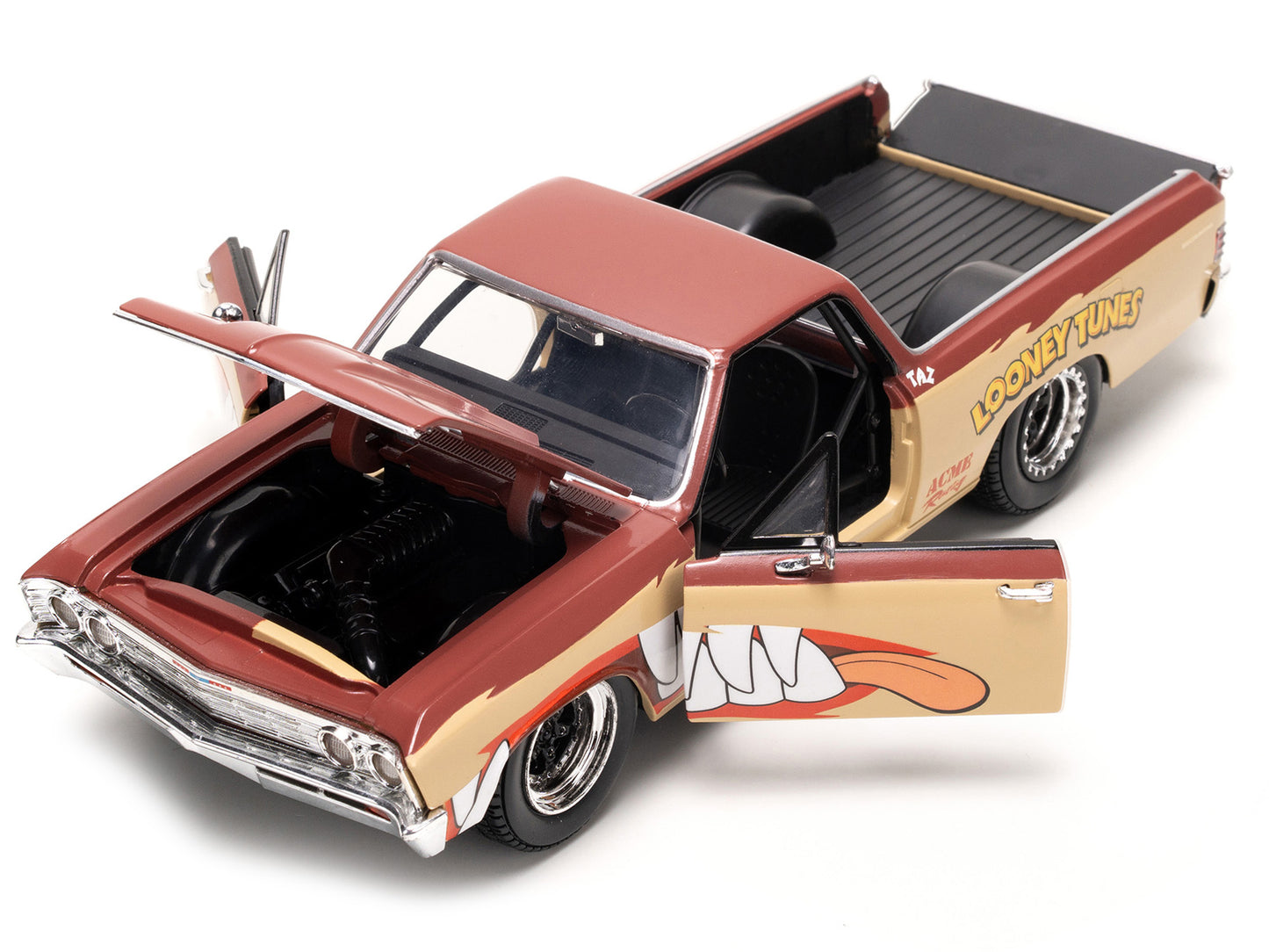 1967 Chevrolet El Camino Brown and Beige with Graphics Tasmanian Devil (Taz) Diecast Figure "Looney Tunes" "Hollywood Rides" Series 1/24 Model Car by Jada <h2>1967 Jada</h2> <p>High-quality perfect fo
