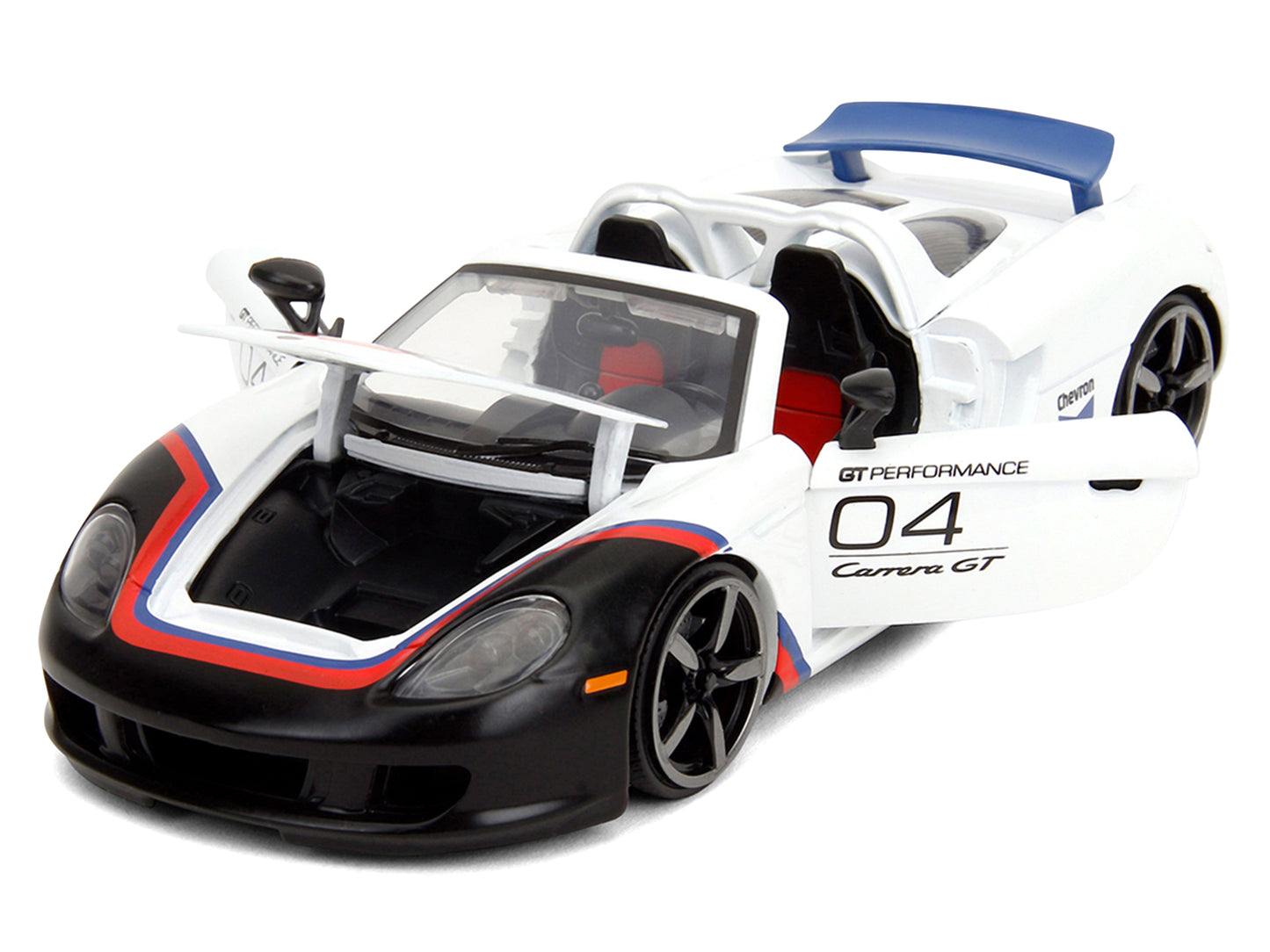 Porsche Carrera GT Convertible #04 "Chevron" White with Graphics "Hyper-Spec" Series 1/24 Diecast Model Car by Jada <h2>Porsche Jada</h2> <p>High-quality perfect for collectors and enthusiasts. Featur