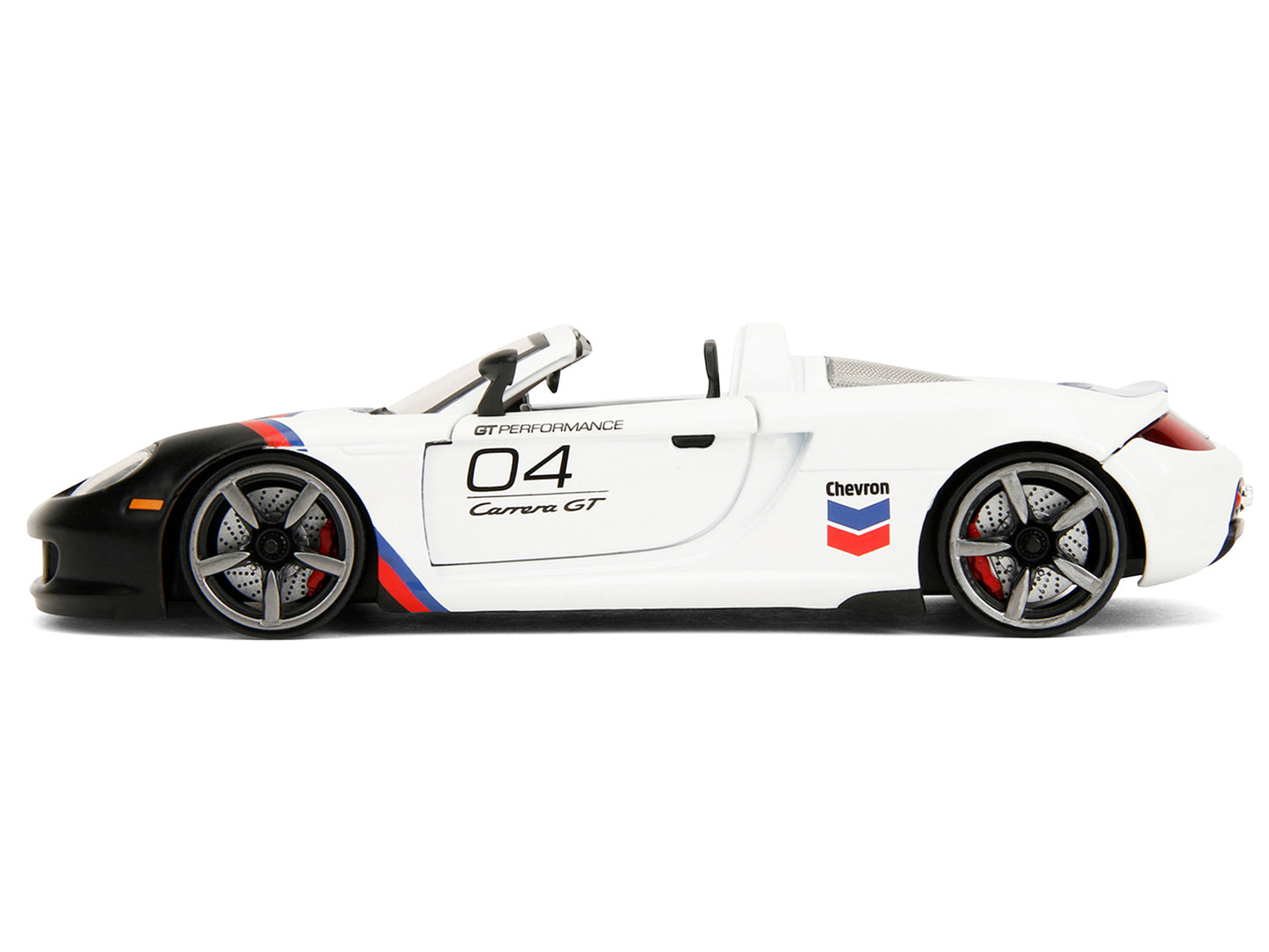 Porsche Carrera GT Convertible #04 "Chevron" White with Graphics "Hyper-Spec" Series 1/24 Diecast Model Car by Jada <h2>Porsche Jada</h2> <p>High-quality perfect for collectors and enthusiasts. Featur
