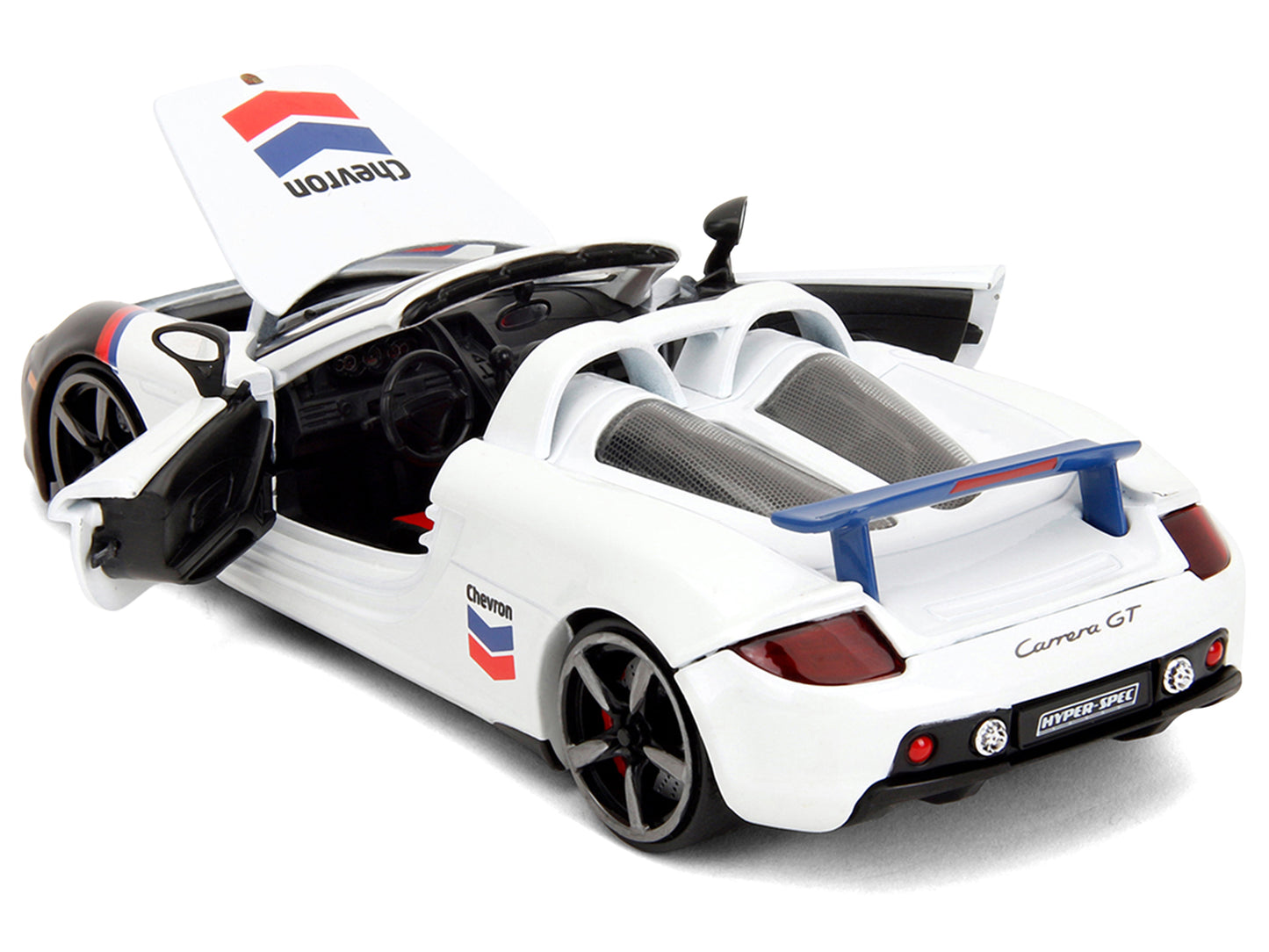 Porsche Carrera GT Convertible #04 "Chevron" White with Graphics "Hyper-Spec" Series 1/24 Diecast Model Car by Jada <h2>Porsche Jada</h2> <p>High-quality perfect for collectors and enthusiasts. Featur