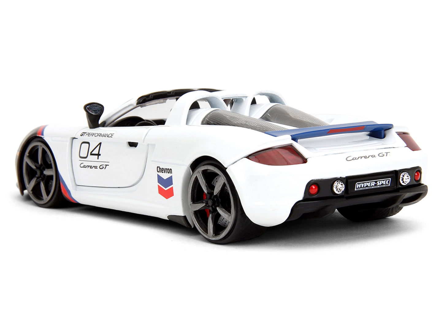 Porsche Carrera GT Convertible #04 "Chevron" White with Graphics "Hyper-Spec" Series 1/24 Diecast Model Car by Jada <h2>Porsche Jada</h2> <p>High-quality perfect for collectors and enthusiasts. Featur