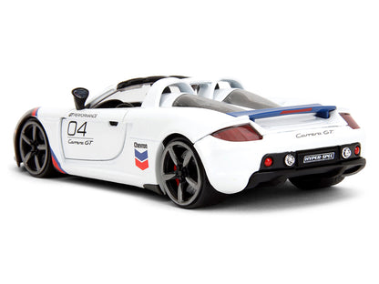 Porsche Carrera GT Convertible #04 "Chevron" White with Graphics "Hyper-Spec" Series 1/24 Diecast Model Car by Jada <h2>Porsche Jada</h2> <p>High-quality perfect for collectors and enthusiasts. Featur