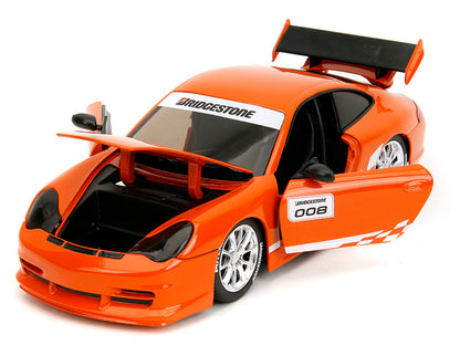 Porsche 911 GT3 RS (996) #008 "Bridgestone" Orange Metallic with White Graphics "Hyper-Spec" Series 1/24 Diecast Model Car by Jada <h2>Porsche Jada</h2> <p>High-quality perfect for collectors and enth