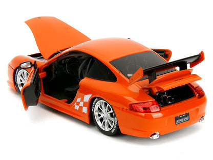 Porsche 911 GT3 RS (996) #008 "Bridgestone" Orange Metallic with White Graphics "Hyper-Spec" Series 1/24 Diecast Model Car by Jada <h2>Porsche Jada</h2> <p>High-quality perfect for collectors and enth