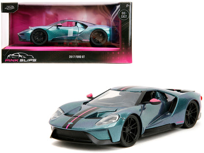 2017 Ford GT Blue Metallic with Pink and Black Stripes "Pink Slips" Series 1/24 Diecast Model Car by Jada <h2>2017 Jada</h2> <p>High-quality perfect for collectors enthusiasts. Features detailed inter