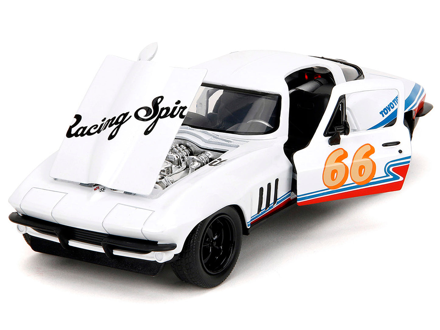 1966 Chevrolet Corvette #66 "Racing Spirit" White with Graphics "Bigtime Muscle" Series 1/24 Diecast Model Car by Jada <h2>1966 Jada</h2> <p>High-quality perfect for collectors and enthusiasts. Featur