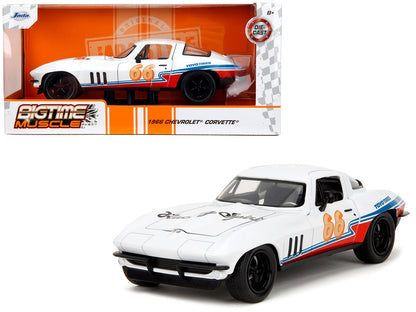 1966 Chevrolet Corvette #66 "Racing Spirit" White with Graphics "Bigtime Muscle" Series 1/24 Diecast Model Car by Jada <h2>1966 Jada</h2> <p>High-quality perfect for collectors and enthusiasts. Featur