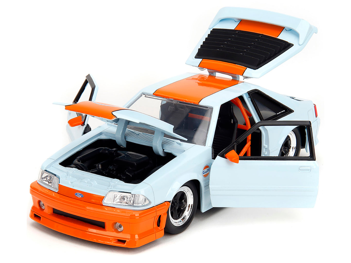 1989 Ford Mustang GT "Gulf Oil" Light Blue with Orange Stripe "Bigtime Muscle" Series 1/24 Diecast Model Car by Jada <h2>1989 Jada</h2> <p>High-quality perfect for collectors and enthusiasts. Features