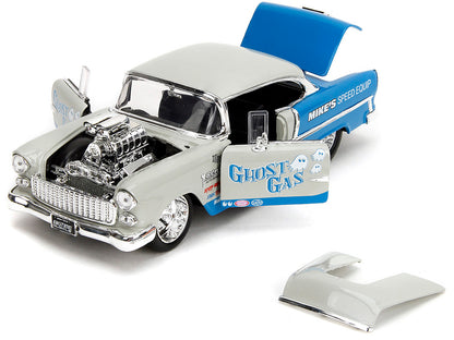 1955 Chevrolet Bel Air "Ghost Gas - Mike's Speed Equip" Light Gray and Blue "Bigtime Muscle" Series 1/24 Diecast Model Car by Jada <h2>1955 Jada</h2> <p>High-quality perfect for collectors enthusiasts