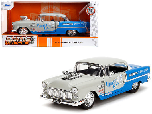 1955 Chevrolet Bel Air "Ghost Gas - Mike's Speed Equip" Light Gray and Blue "Bigtime Muscle" Series 1/24 Diecast Model Car by Jada <h2>1955 Jada</h2> <p>High-quality perfect for collectors enthusiasts