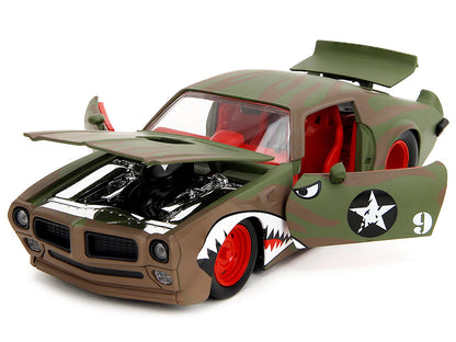 1972 Pontiac Firebird #9 Green Camouflage Flames with Graphics and Red Interior "Bigtime Muscle" Series 1/24 Diecast Model Car by Jada <h2>1972 Jada</h2> <p>High-quality perfect for collectors enthusi